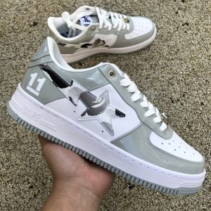 Bape Sta Low A Bathing Ape Patent White and Gray